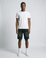 Benjart Black Stone washed Distressed Denim Shorts