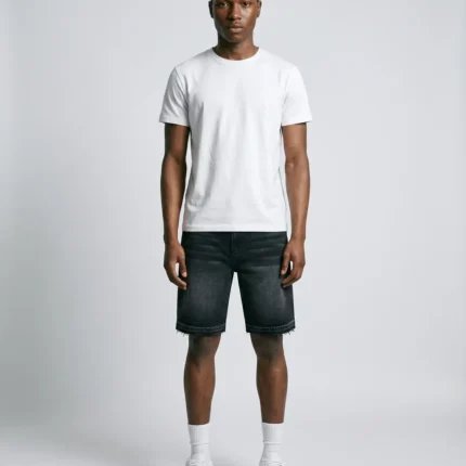 Benjart Black Stone washed Distressed Denim Shorts