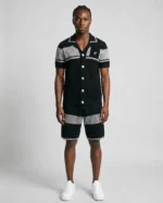 Crochet Knit Shirt Black