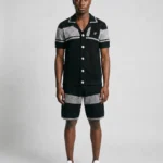 Crochet Knit Shirt Black d