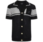 Crochet Knit Shirt Black f